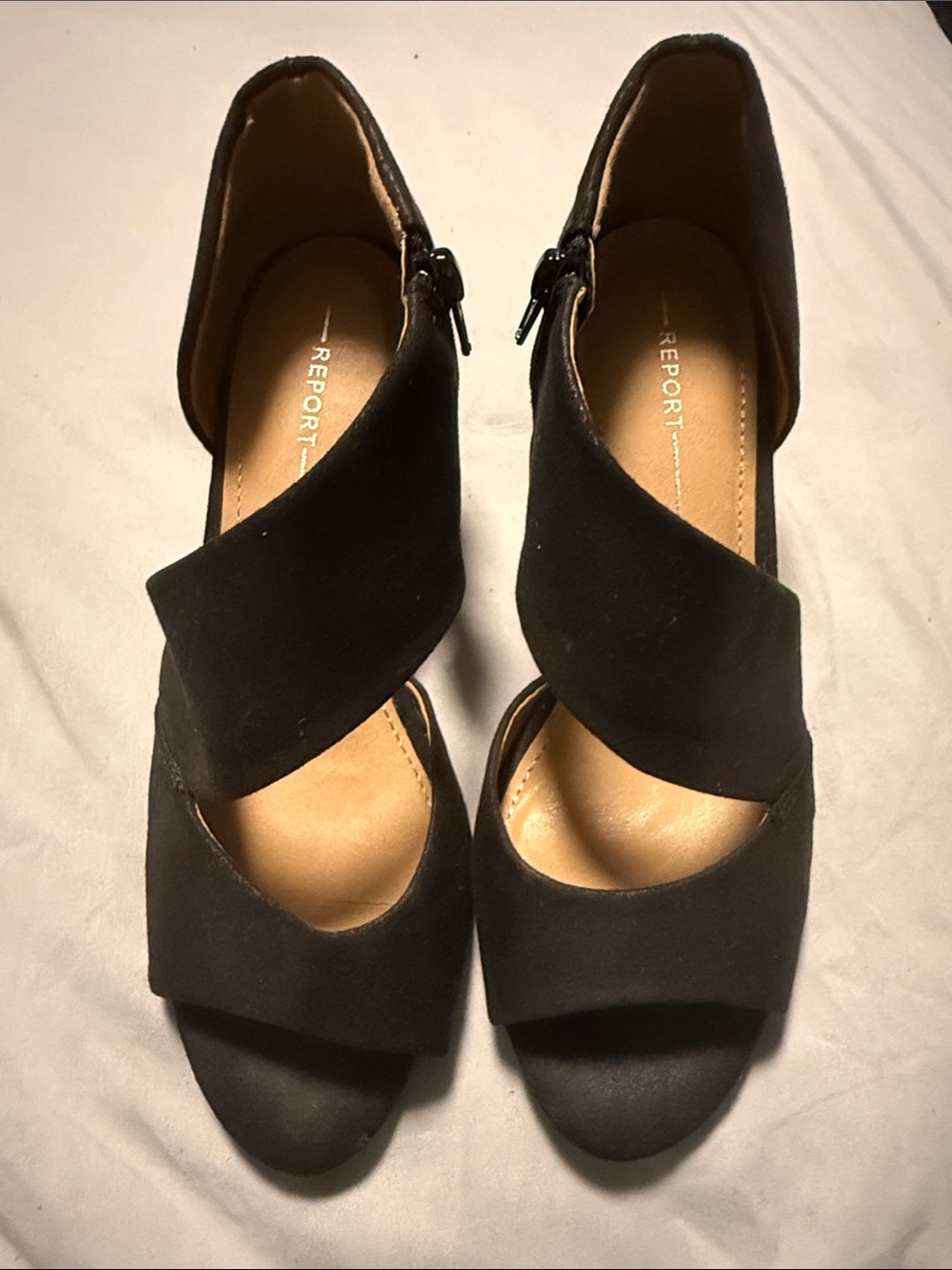 Report Black Crisscross Ankle-Strap Sandals good condition